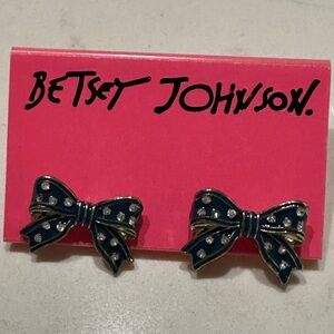 NWT Betsey Johnson Blue Bow Earrings
